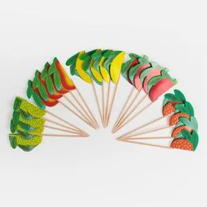 Scobitori din Bambus cu Decor Fructe, 11 cm, 20 buc