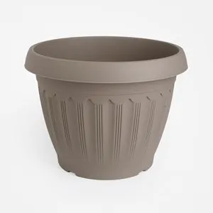 Ghiveci din plastic mocca cu model striat, 7L, Ø27,5x20cm