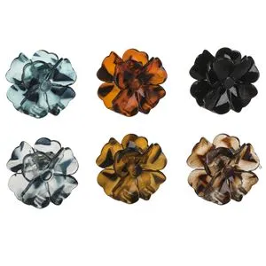 Clame de păr cu formă de floare, lucioase, multicolore, 6 buc, 4 cm