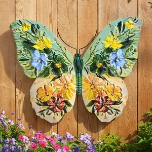 Fluture Decorativ Metalic Suspendabil Multicolor cu Modele Flori