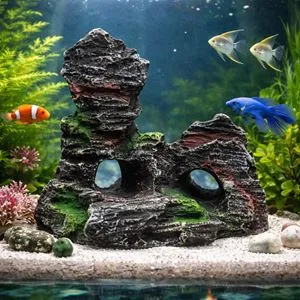 Decoratiune ceramica pentru acvariu, Stanca naturala, 10x8,5x10cm
