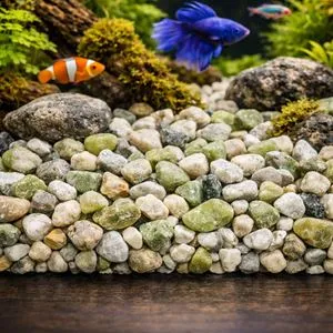 Pietriș decorativ pentru acvariu, 350g, Granulație 6-10mm, Bej