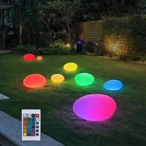 Lampa Solară Forma Piatră cu LED Multicolor și Telecomandă