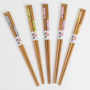Betisoare Chopsticks din Lemn cu Modele, Set 5 Perechi