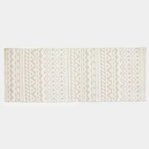 Covoras de Bucatarie Antiderapant, Model Jacquard, 150x53cm, Ecru Bej