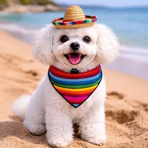 Set Deghizare Caine cu Esarfa si Palarie Mexicana, Multicolor