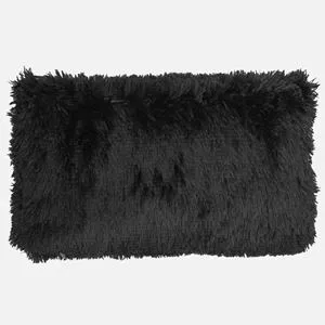 Pernă decorativă shaggy, 60x30 cm, neagră