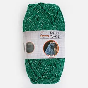 Fir de Tricotat Verde cu Lurex Argintiu, 100g, 120m