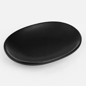 Savoniera ceramica neagra ovala 12x8,5x2,5cm pentru baie