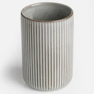 Suport ceramic pentru periute de dinti gri verde cu model in dungi