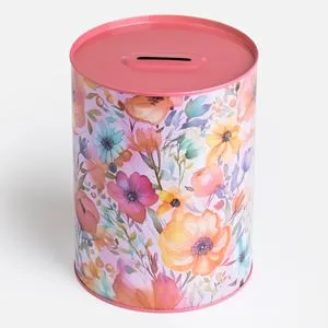 Pusculită Metalică Florală Cilindrică pentru Economisire