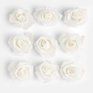Trandafiri artificiali albi, 9 buc, 7 cm, DIY