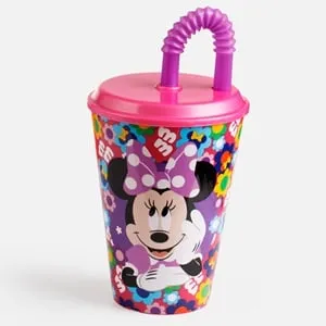 Pahar cu pai și capac roz Minnie, 430 ml – poza 2