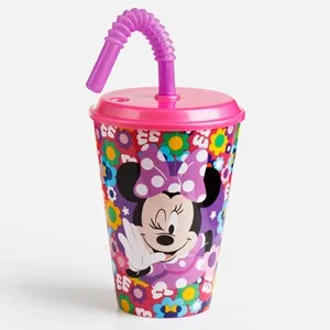 Pahar cu pai și capac roz Minnie, 430 ml – poza 3
