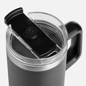 Pahar Termos din Oțel Inoxidabil Negru cu Maner și Pai – poza 3