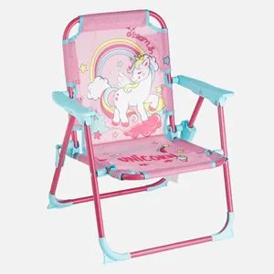 Scaun pliabil pentru copii cu model Unicorn, 33x34x47cm, Roz