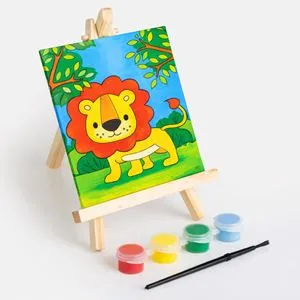 Set Pictură cu Șevalet și Pânză Model Leu 10,5x10,5cm
