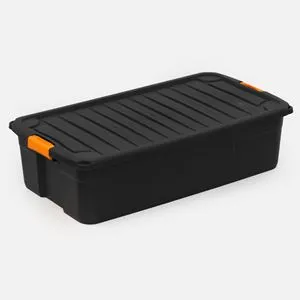 Cutie de depozitare din plastic, 95L, neagră, rezistentă