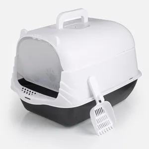 Litieră închisă pentru pisici cu ușă batantă și ventilație superioară – poza 3