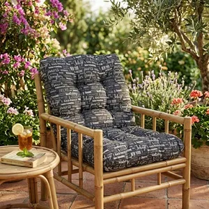 Pernă pentru scaun de exterior 100x50 cm, cu spătar, gri – poza 2