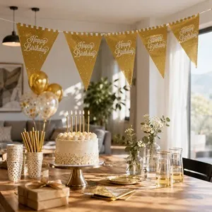 Stegulete Party Metalizate Aurii pentru Petreceri \"Happy Birthday\" – poza 3