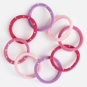 Elastice de păr frotte cu buline pentru copii, set 8 bucăți, roz, fucsia și lila