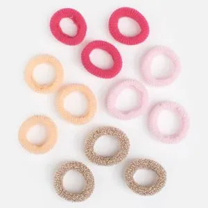 Elastice de par frotte mini pentru copii, set 12 bucati, multicolor cu lurex auriu