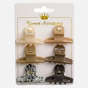 Clame de păr subțiri, 6 buc, 4,5 cm, culori pământii cu model zebra – poza 3