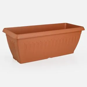 Jardinieră din plastic teracota cu relief vertical pentru balcon și grădină