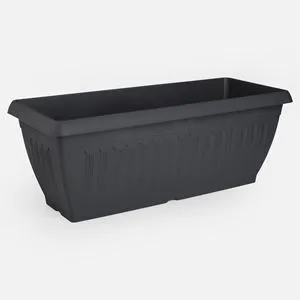 Jardinieră dreptunghiulară din plastic antracit cu relief vertical - 22L