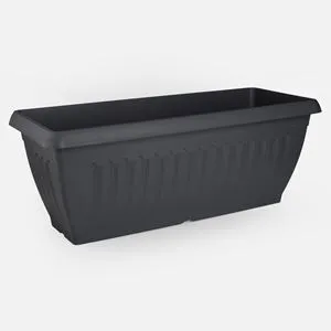 Jardinieră din plastic antracit cu relief vertical - 39,4L