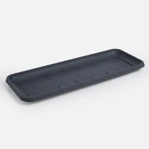 Farfurie dreptunghiulară din plastic antracit pentru jardinierie