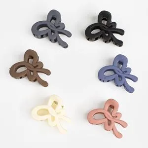 Clame de păr mate, fundițe laterale, 6 buc, 4,5 cm, multicolore
