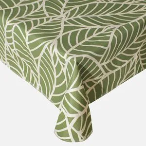 Fata de masa plastifiata, 180x140cm, Verde cu model frunze