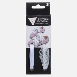 Sireturi Decorative Albe din Satin și Dantel pentru Pantofi (2 Perechi)