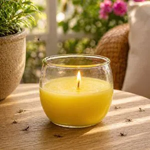 Lumanare cu Citronela in Pahar din Sticla, 120g, Galben