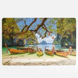 Suport farfurie din plastic cu model plaja exotica, 43,5x28,5 cm, multicolor