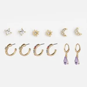 Cercei aurii cu straturi de glitter pentru femei - Modele diverse