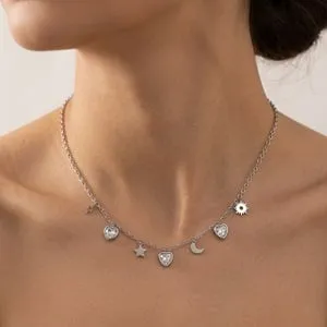 Colier Argintiu cu Charms pentru Femei – poza 2