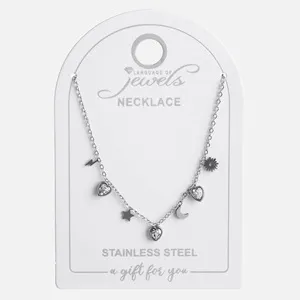 Colier Argintiu cu Charms pentru Femei – poza 4