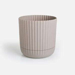 Ghiveci din plastic cu farfurie integrata bej pentru decor