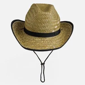 Palarie de paie unisex, bej, marimea 59, stil farmer cowboy