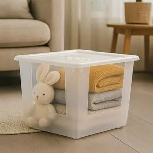 Cutie de Depozitare Plastic Transparentă cu Capacitate 80L