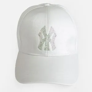 Sapcă Albă Shiny de Vară cu Strass Holografic