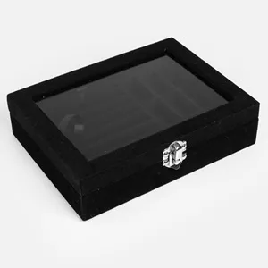 Cutie de organizare bijuterii neagră cu fereastră, 20x15x5 cm – poza 3