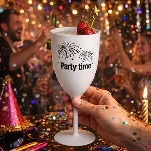 Pahar de petrecere din plastic, 320 ml, alb, aspect frosty