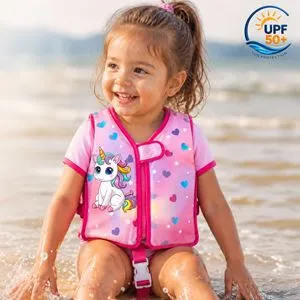 Vesta de Inot din Spuma pentru Copii, Unicorn, 3-6 Ani, 19-30 kg, Roz