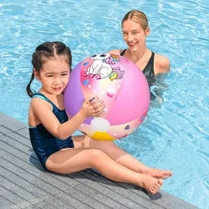 Minge gonflabilă de plajă cu model unicorn, roz și mov, 51 cm – poza 2
