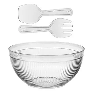 Salatiera Transparentă Plastic 4.2L cu Lingură și Furculiță