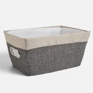 Cos de Depozitare Gri Bej cu Manere Metalice - Organizare Elegantă